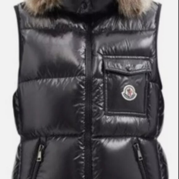 Moncler Down Balabio Hooded Puffer Down Vest in Black Sz 1 - Picture 5 of 7
